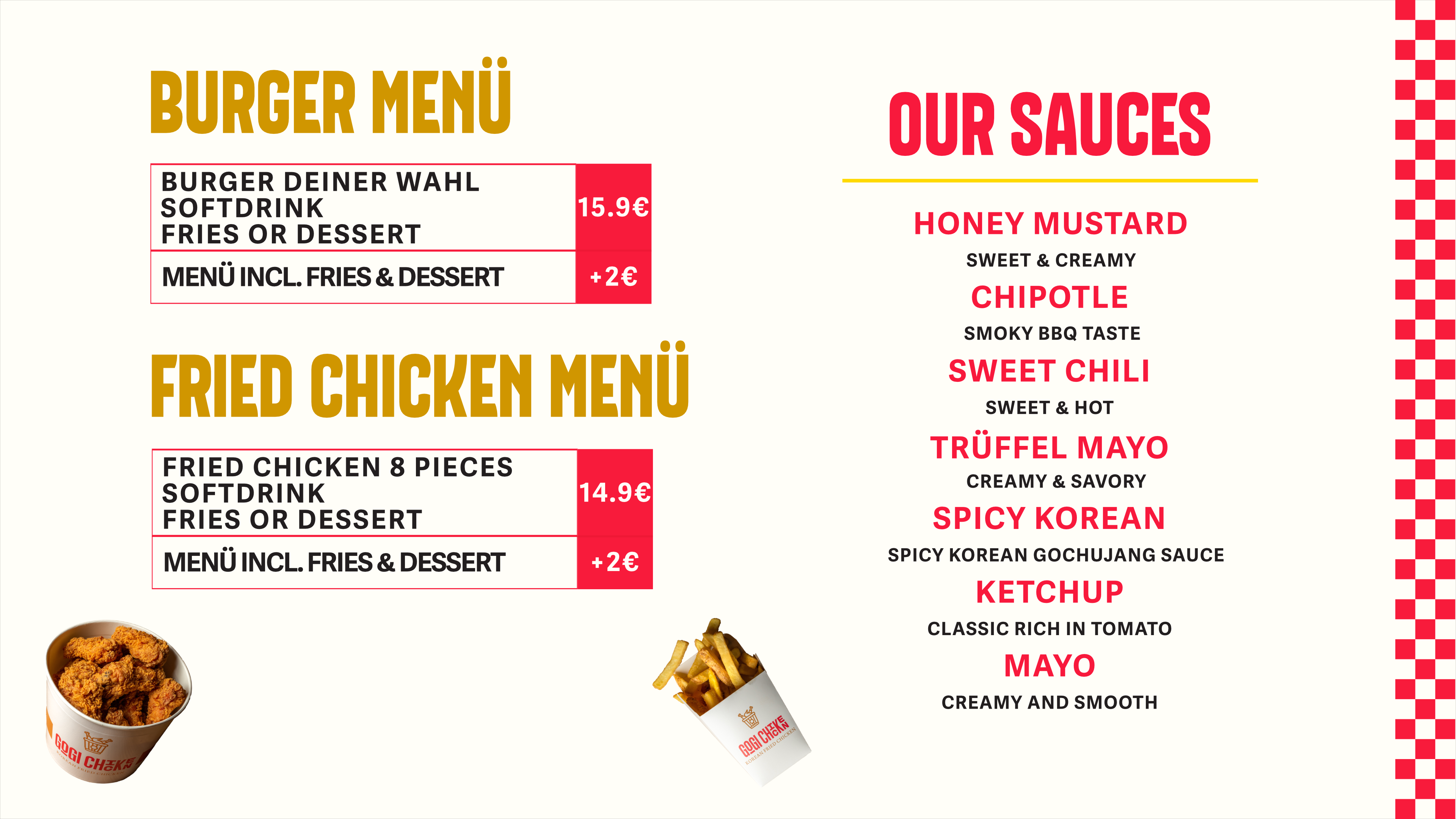 Menu page 2: sauces and meal deals